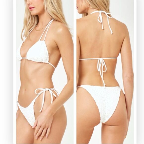 L*Space Brittany Top Classic Embroidered Nylon Swim Top Medium NWT $99 - Picture 1 of 9